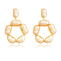 Culturesse Laurent 22K Luxury Baroque Pearl Hoop Earrings