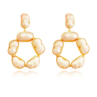 Culturesse Laurent 22K Luxury Baroque Pearl Hoop Earrings