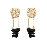 Culturesse Elyn Black and Gold Earrings  (for non-pierced ears)