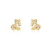 Culturesse Capricorn Artisan Zirconia Pavé Stud Earrings (Gold)