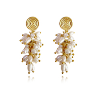 Culturesse Bellarose 24K Artisan Pearl Drop Earrings