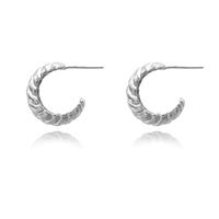 Culturesse Gianni Croissant C Hoop Earrings (Silver)