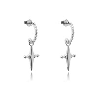 Culturesse Lyre Silver Cross Drop Earrings