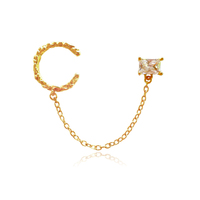 Culturesse Lior Gold Vermeil Topaz Chain Cuff Earring (Single Piece)