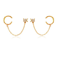 Culturesse Lior Gold Vermeil Topaz Chain Cuff Earrings (Pair)