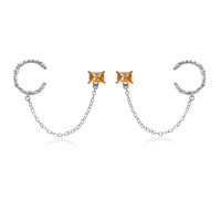 Culturesse Lior Silver Topaz Chain Cuff Earrings (Pair)