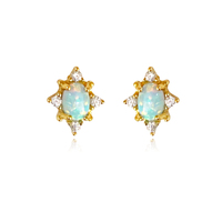 Culturesse Apricia Dainty Opal Stud Earrings