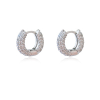 Culturesse Averie Dainty CZ Embellished Huggie Earrings (Silver)