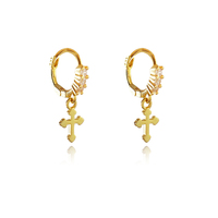 Culturesse Anesha Dainty Cross Drop Earrings (Gold)