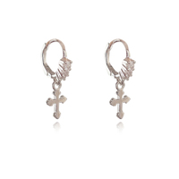Culturesse Anesha Dainty Cross Drop Earrings (Silver)