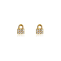 Culturesse Arcelia Diamante Padlock Stud Earrings (Gold)