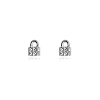 Culturesse Arcelia Diamante Padlock Stud Earrings (Silver)