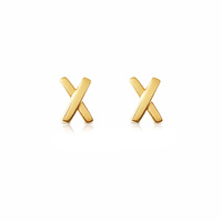 Culturesse Kiss Kiss Dainty Cross Earrings (Gold)