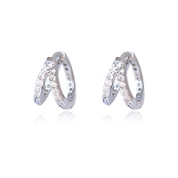 Culturesse Elaina Dainty CZ Twin Hoop Earrings (Silver)