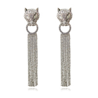 Culturesse Chase Diamante Leopard Statement Earrings (Oversized)