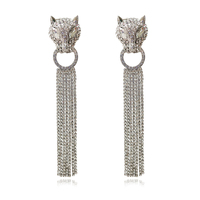 Culturesse Chase Diamante Leopard Statement Earrings (Oversized)