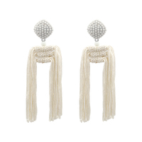 Culturesse Estee Long Tassel Beads Earrings