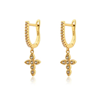 Culturesse Charbel Fine Diamante Cross Drop Earrings