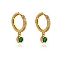 Culturesse Jadie Dainty Zircon Drop Earrings (Emerald Green)