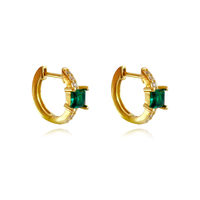 Culturesse Loxi Dainty Zircon Hoop Earrings (Emerald Green)
