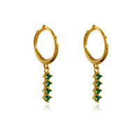 Culturesse Desi Dainty Zirconia Drop Earrings (Emerald Green)