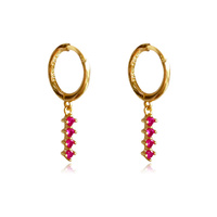 Culturesse Desi Dainty Zirconia Drop Earrings (Fuchsia)