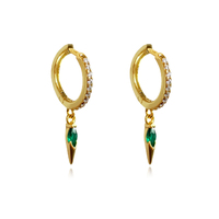 Culturesse Jovie Dainty Zircon Spike Drop Earrings (Emerald Green)
