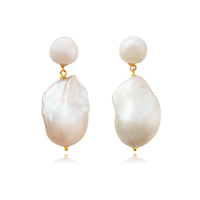 Culturesse Cassandra 24K Baroque Pearl Drop Earrings