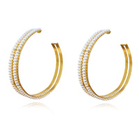 Culturesse Drama Luxury Oversized Pearl Hoop Earrings (Pair)