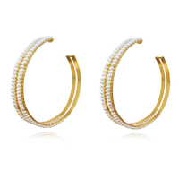 Culturesse Drama Luxury Oversized Pearl Hoop Earrings (Pair)