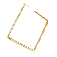 Culturesse Drama Luxury Oversized Pearl Square Earring (Single Piece)