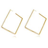 Culturesse Drama Oversized Pearl Square Earrings (Pair)