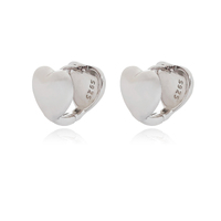 Culturesse Lueur Dual Heart Silver Huggie Earrings 