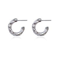 Culturesse Briar Sculptural Sparkle Hoop Earrings (Silver)