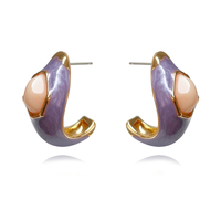 Culturesse Lafayette Enamel Croissant C Hoop Earrings (Taro)