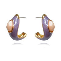 Culturesse Lafayette Enamel Croissant C Hoop Earrings (Taro)