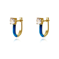 Culturesse Gabriela Diamante Enamel U Huggie Earrings (Blue)