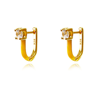 Culturesse Gabriela Diamante Enamel U Huggie Earrings (Yellow)