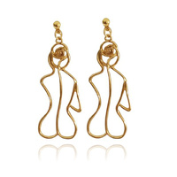 Culturesse Adren Female Back Line Art Earrings 