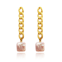 Culturesse Dimanche Muse Chain Pearl Drop Earrings