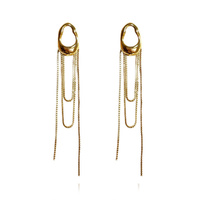 Culturesse Stellar Drape Diamante Tassel Earrings (Gold)