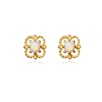 Culturesse Aeliana Dainty Opal Stud Earrings (Gold)