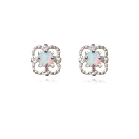 Culturesse Aeliana Dainty Opal Stud Earrings (Silver)