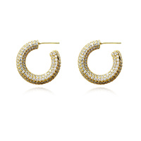 Culturesse Elior Diamnate-embellished Hoop Earrings (Gold)