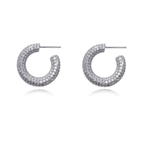 Culturesse Elior Diamnate-embellished Hoop Earrings (Silver)