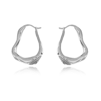 Culturesse Nomad Fluid Sculpture Hoop Earrings (Silver)