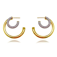 Culturesse Massimo Diamante Dual Tone Hoop Earrings