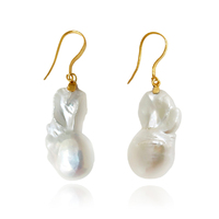 Culturesse Agata 24K Baroque Pearl Drop Earrings (Imperfect No. 2)