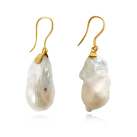 Culturesse Agata 24K Baroque Pearl Drop Earrings (Imperfect No. 3)