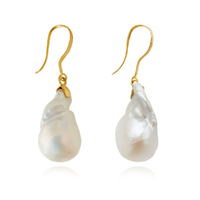 Culturesse Agata 24K Baroque Pearl Drop Earrings (Imperfect No. 4)